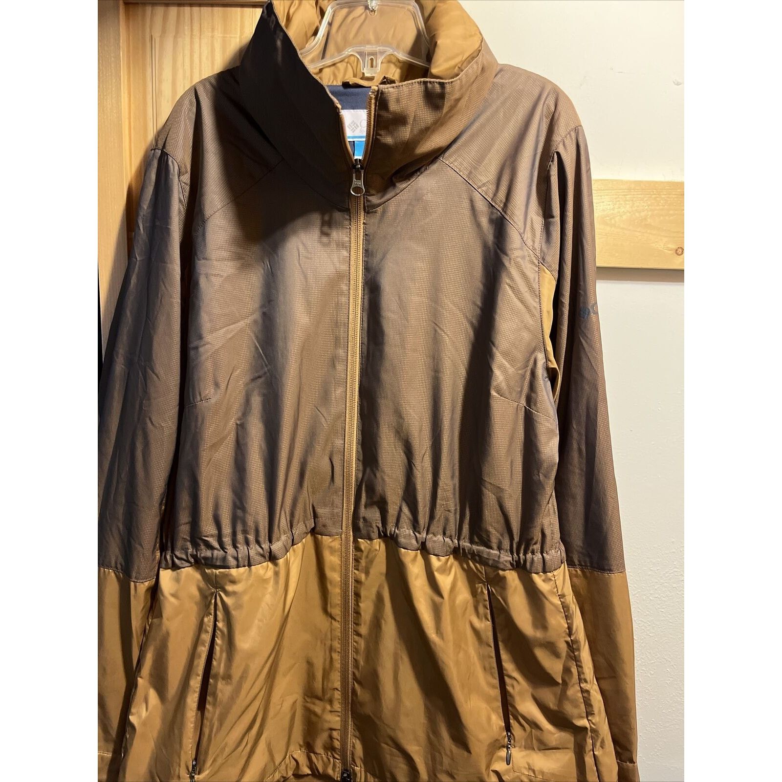 Columbia Columbia Women’s M Brown LS Zip Poly Nylon Hooded Rain Coat Size M / US 6-8 / IT 42-44 - 3 Thumbnail