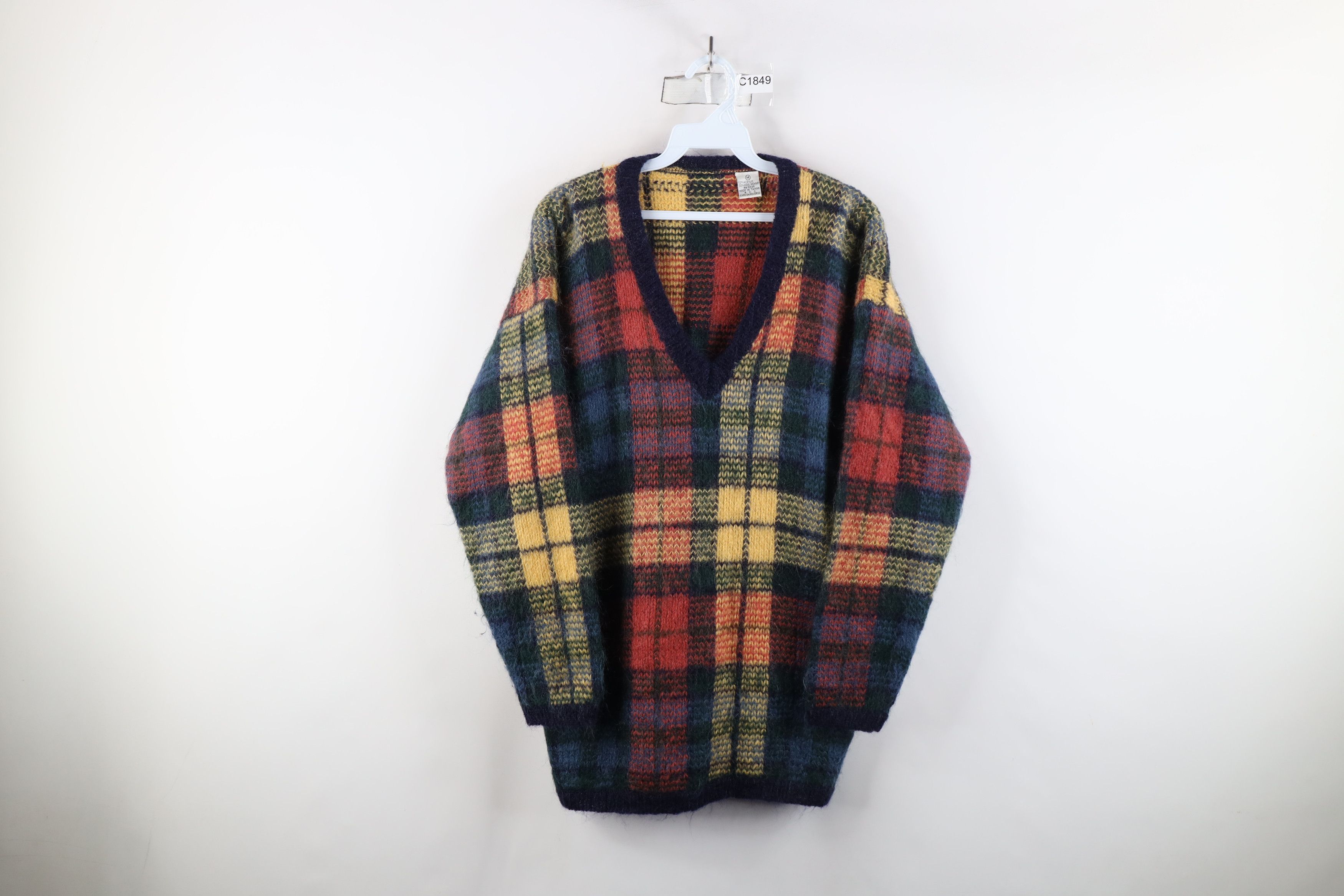 Vintage Vintage 90s Streetwear Mohair Rainbow Plaid Knit Sweater Size M / US 6-8 / IT 42-44 - 1 Thumbnail