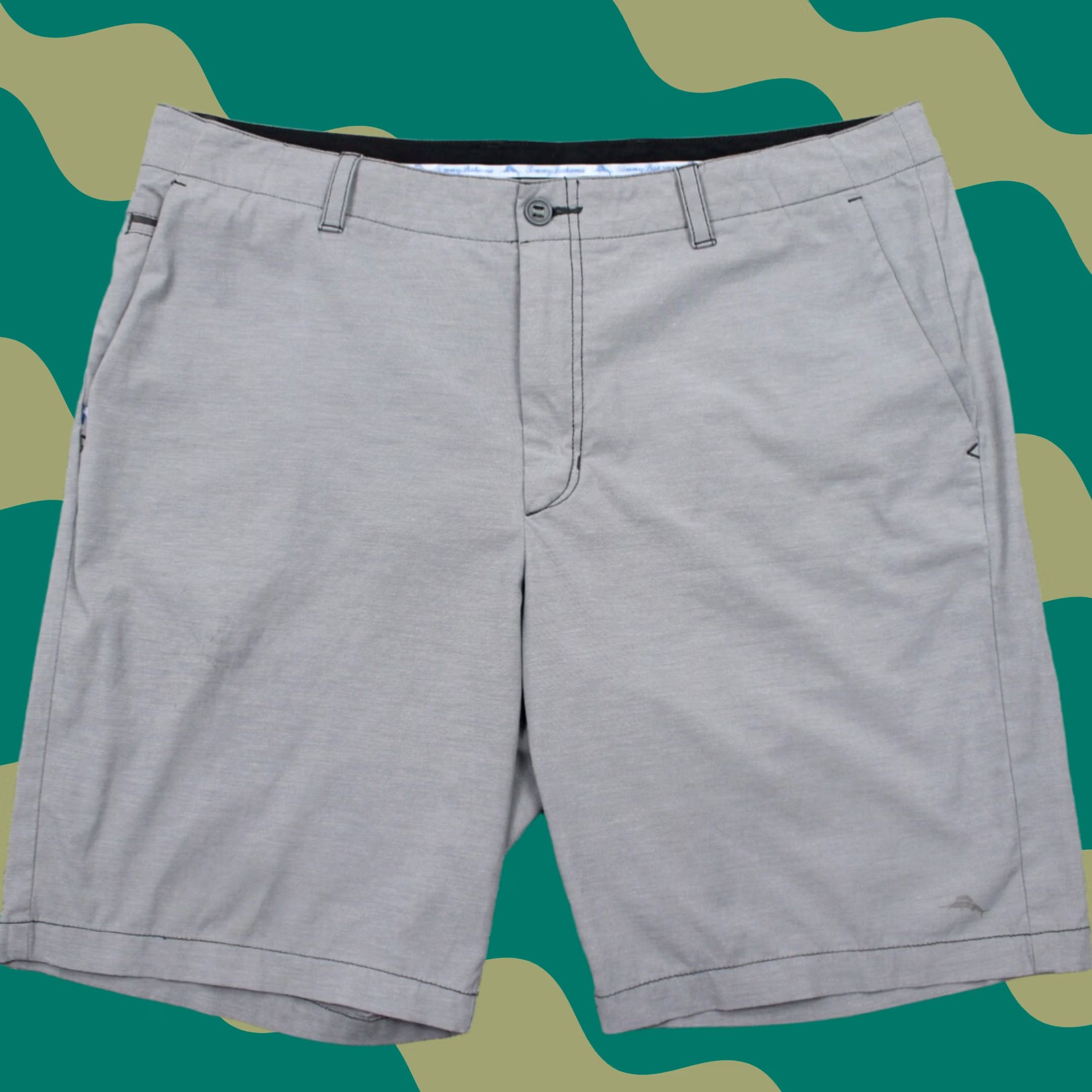 Tommy Bahama Tommy Bahama Bermuda Shorts Mens 38 Gray Poly/Cotton Stretch Inseam 10" Flat Front Zip Pocket Logo Casual Beach Size US 38 / EU 54 - 1 Thumbnail