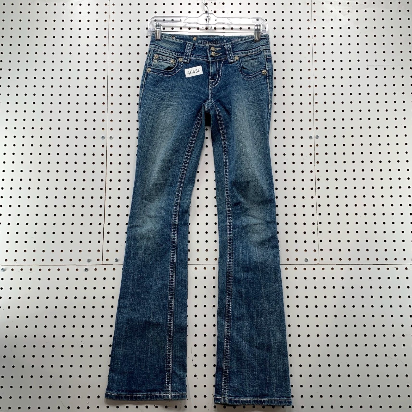 Miss Me Miss Me Jeans Womens Bootcut Denim Size 25 Blue Embellished Stretch 5-Pocket Flap Pocket Y2K Size 42" / US 20 - 2 Thumbnail
