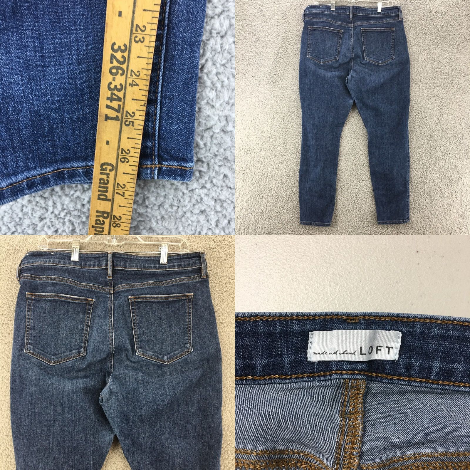 Loft LOFT Skinny Jeans Womens 35 Inch Waist Blue Medium Wash Denim High Rise Zip Fly Jeans Womens Skinny Fit Size 24" / US 00 / IT 34 - 8 Thumbnail