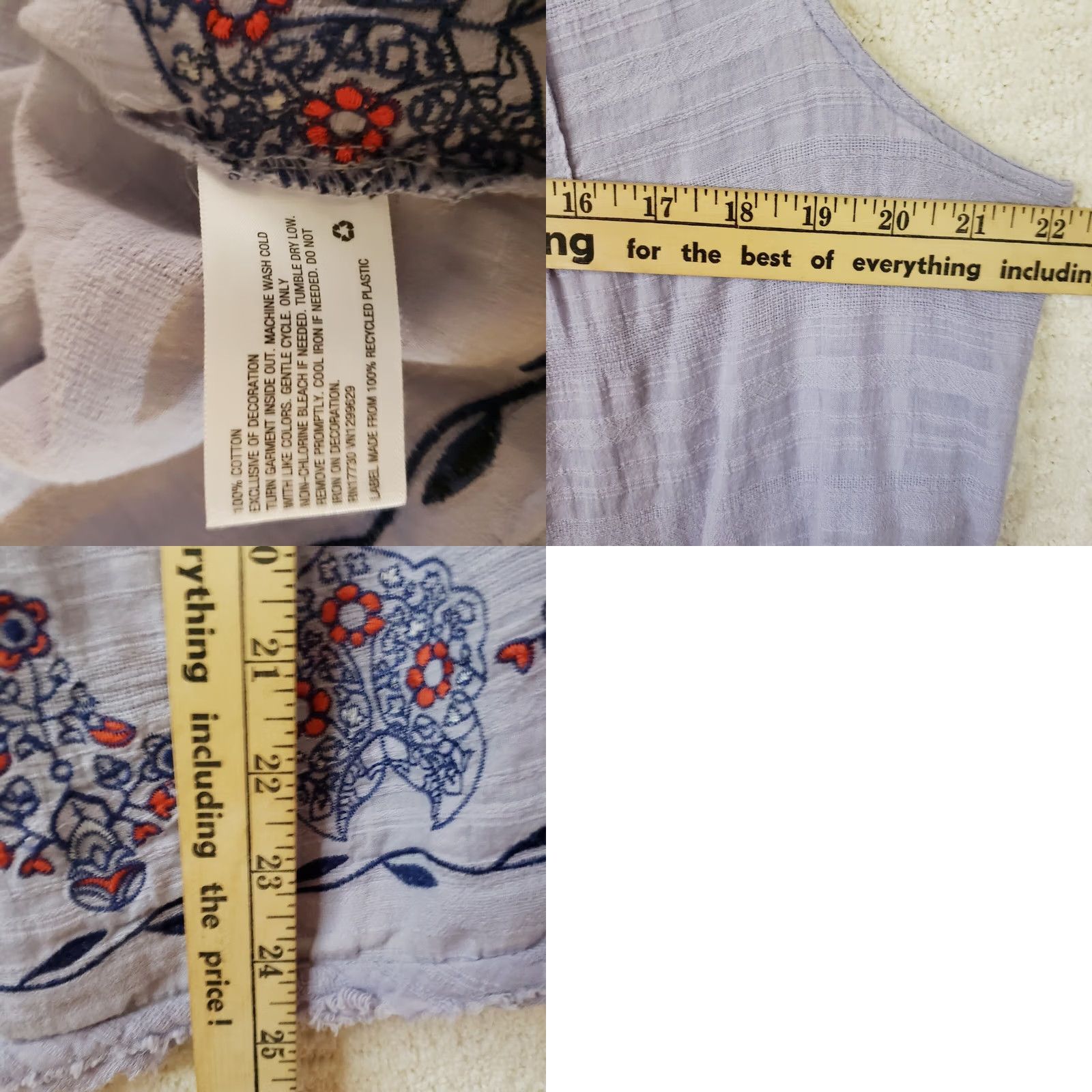 Vintage Knox Rose Embroidered V Neck Boho Ladies Purply Blue Shirt Womens 1X Size XL / US 12-14 / IT 48-50 - 10 Thumbnail