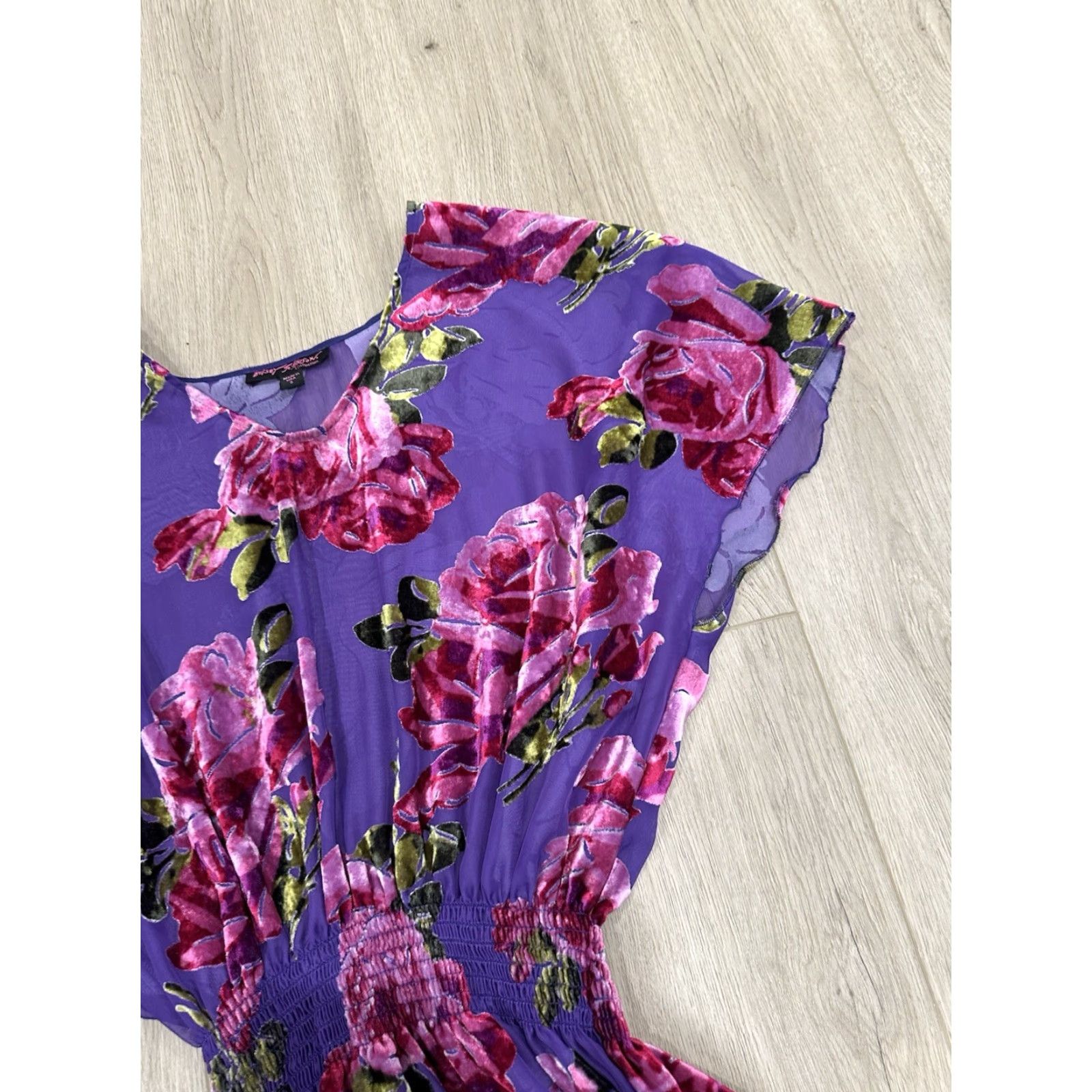Betsey Johnson VINTAGE Betsey Johnson 90s Purple Pink Floral Velvet Burnout Mini Dress Small Dress Bohemian Womens Size S / US 4 / IT 40 - 3 Thumbnail