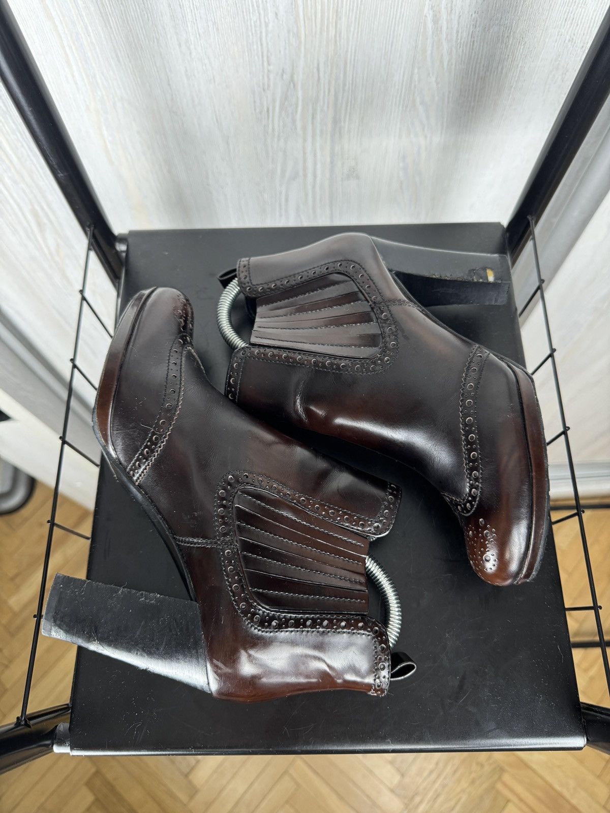 Prada Prada Burgundy Leather Ankle Boots Size 38.5 Size US 8.5 / IT 38.5 - 10 Thumbnail