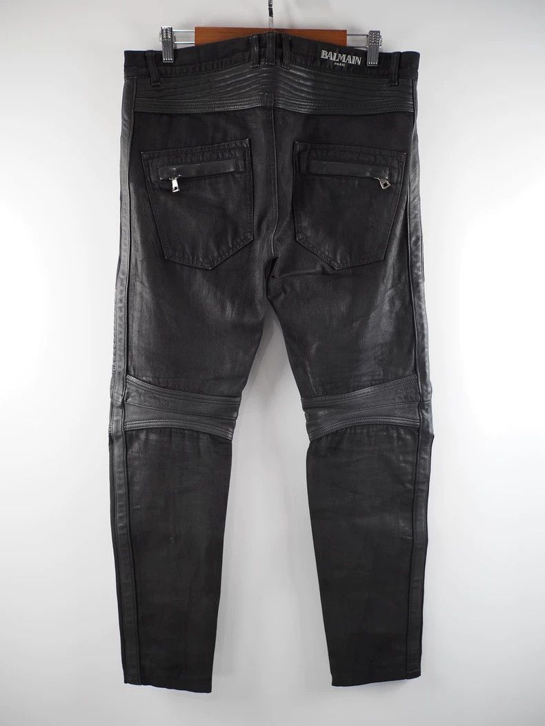 Balmain balmain black leather biker jeans-2508 Size US 32 / EU 48 - 2 Thumbnail