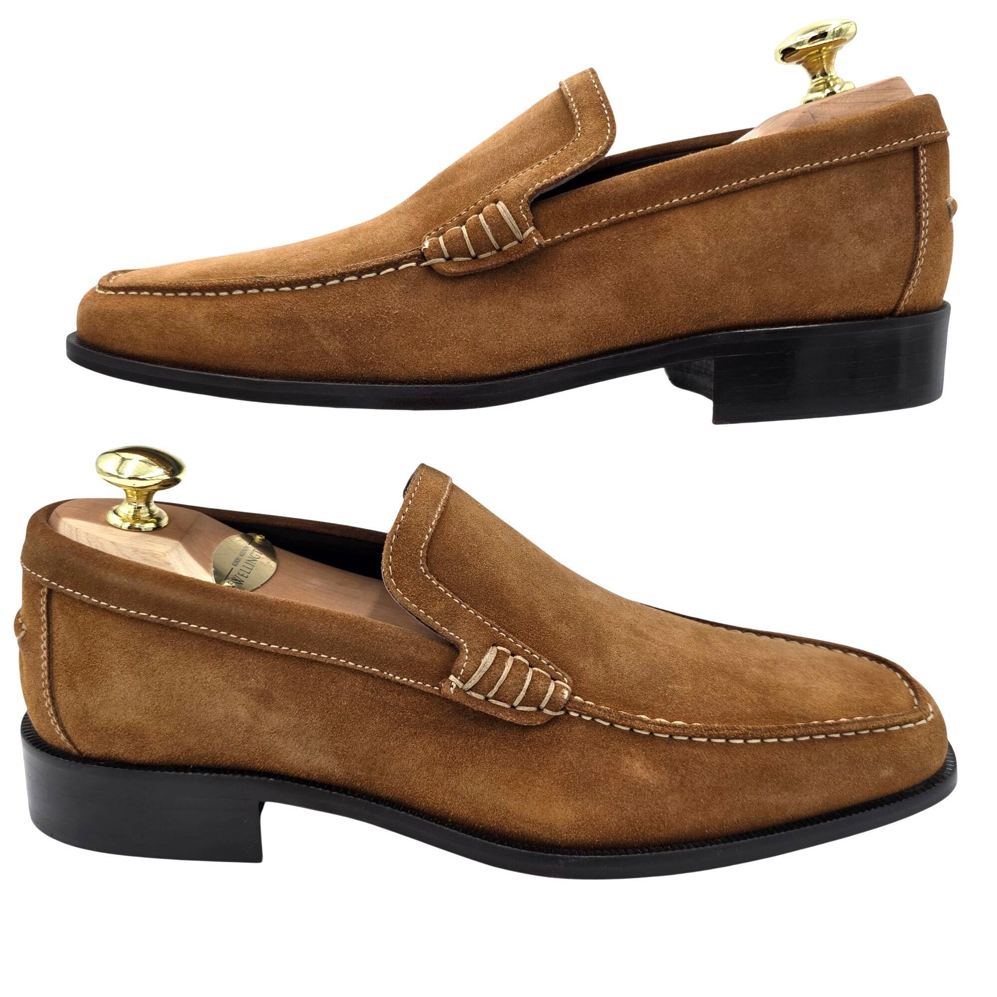 Donald Pliner NEW Donald J. Pliner Italy Camel Tan Sport Suede Loafers 7M Size US 7 / EU 40 - 4 Thumbnail