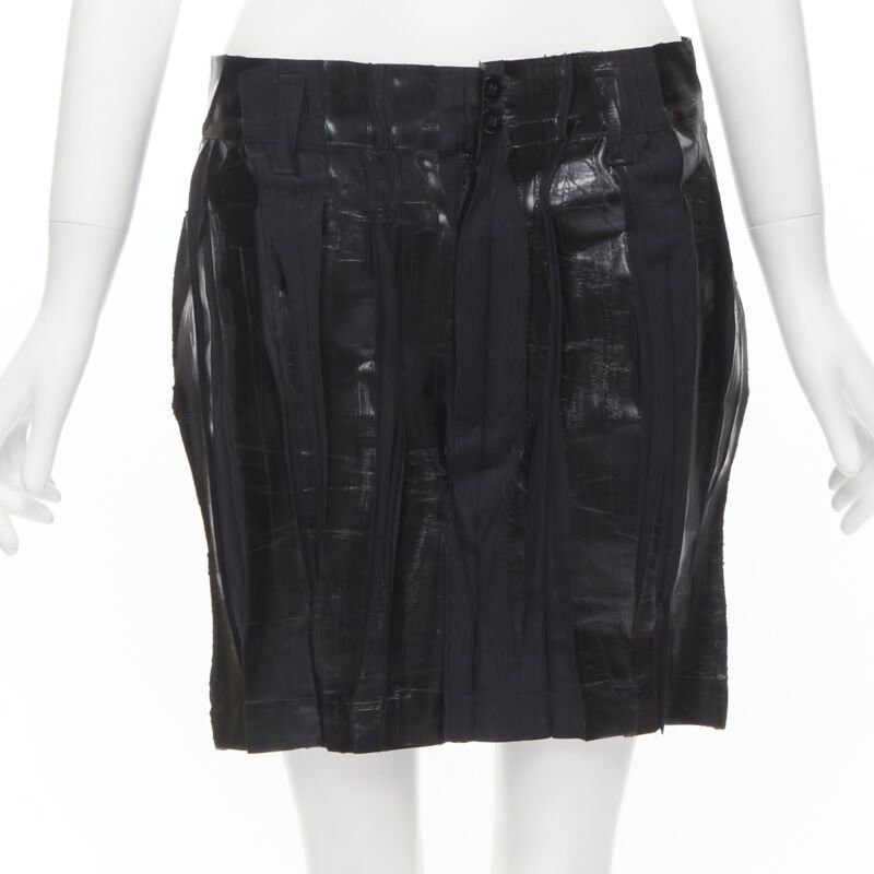 Issey Miyake ISSEY MIYAKE Vintage black lacquered coating pleated mini skirt M Rare Size 28" / US 6 / IT 42 - 1 Thumbnail