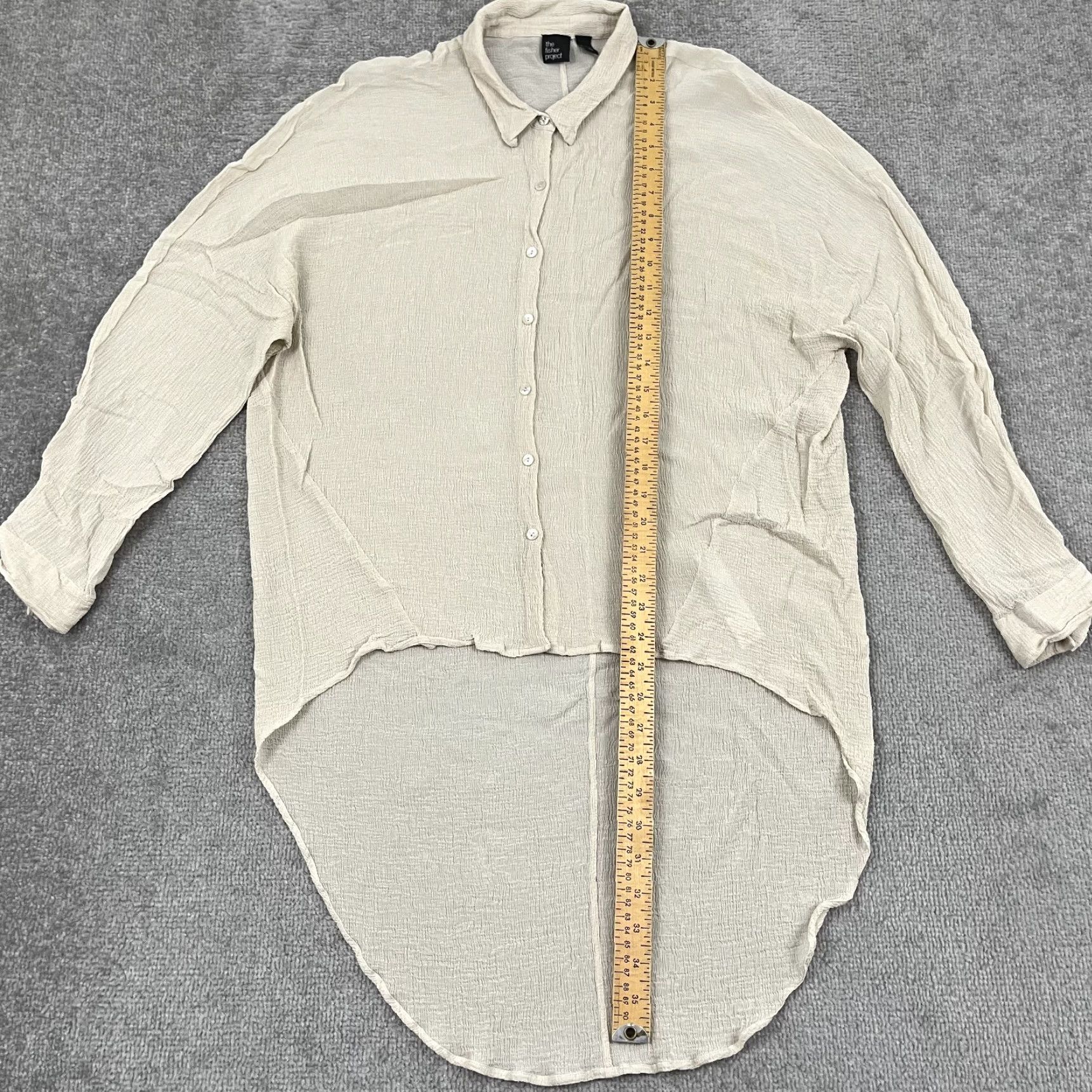 Eileen Fisher The Fisher Project by Eileen Fisher Tunic Top Women M Ivory Silk Hi Low Hem Button-Up Size M / US 6-8 / IT 42-44 - 4 Thumbnail