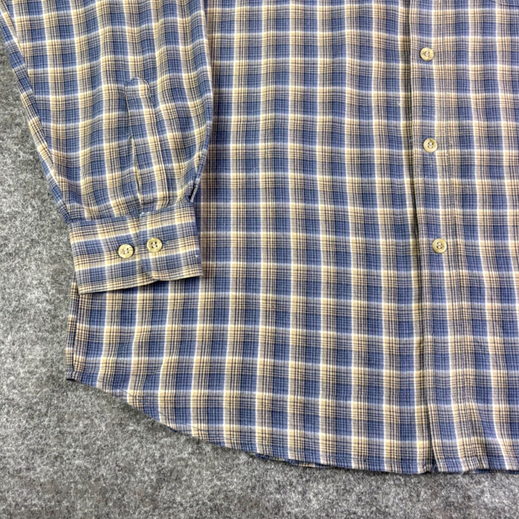Dickies Dickies Mens Blue Tan Plaid Long Sleeve Button Down Work Shirt XL Adjustable Pocketed Button Up Shirt Size US XL / EU 56 / 4 - 5 Thumbnail