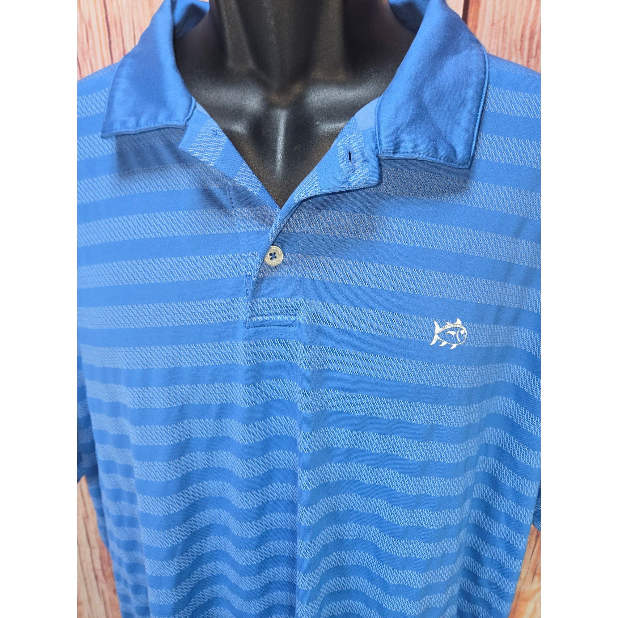Southern Tide Southern Tide Mens XL Blue Vented Striped Polo Shirt Size US XL / EU 56 / 4 - 2 Thumbnail