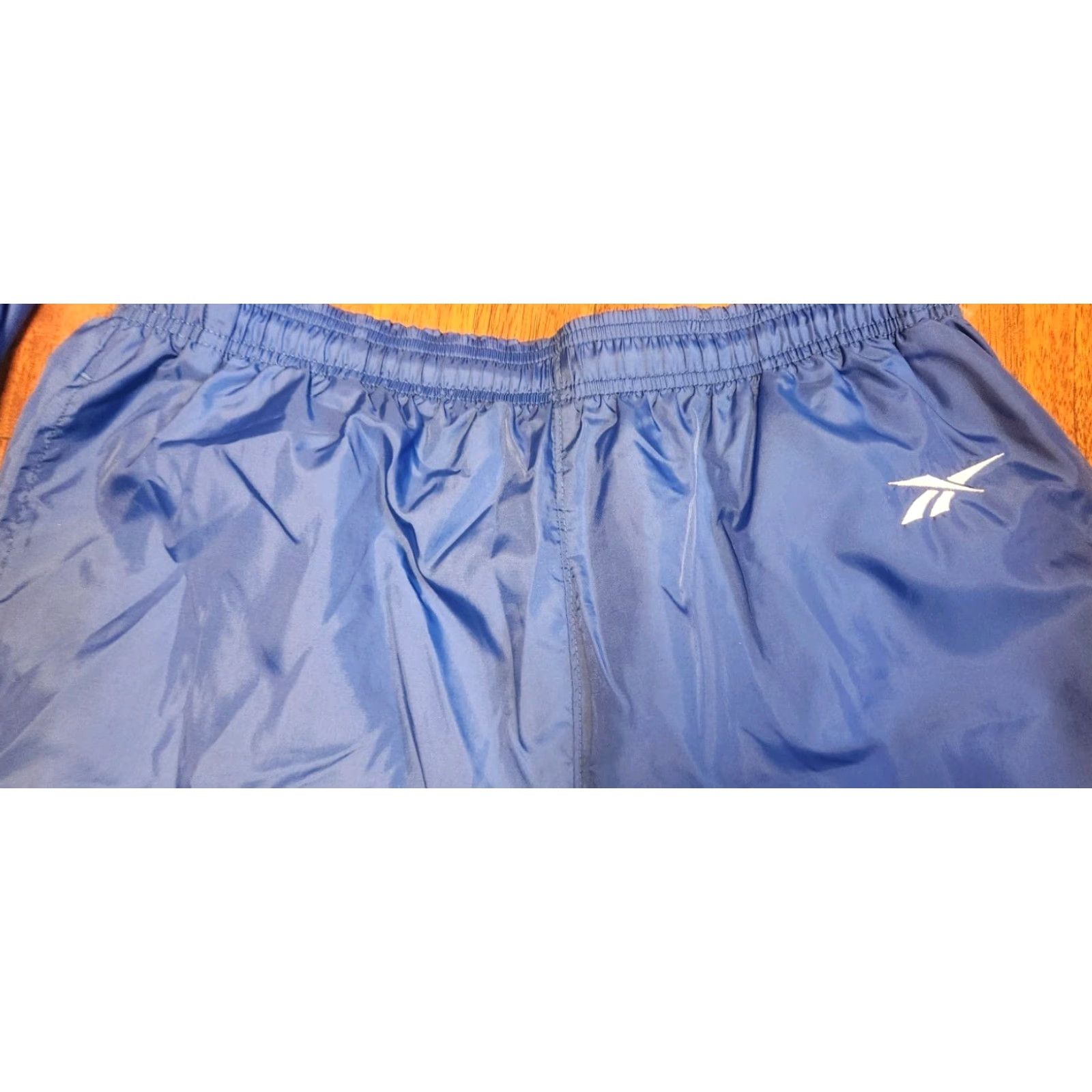 Reebok VINTAGE Reebok Track Suit Mens M Medium Blue Black Logo Nylon Lined Jacket Pants Set Size 40R - 5 Thumbnail
