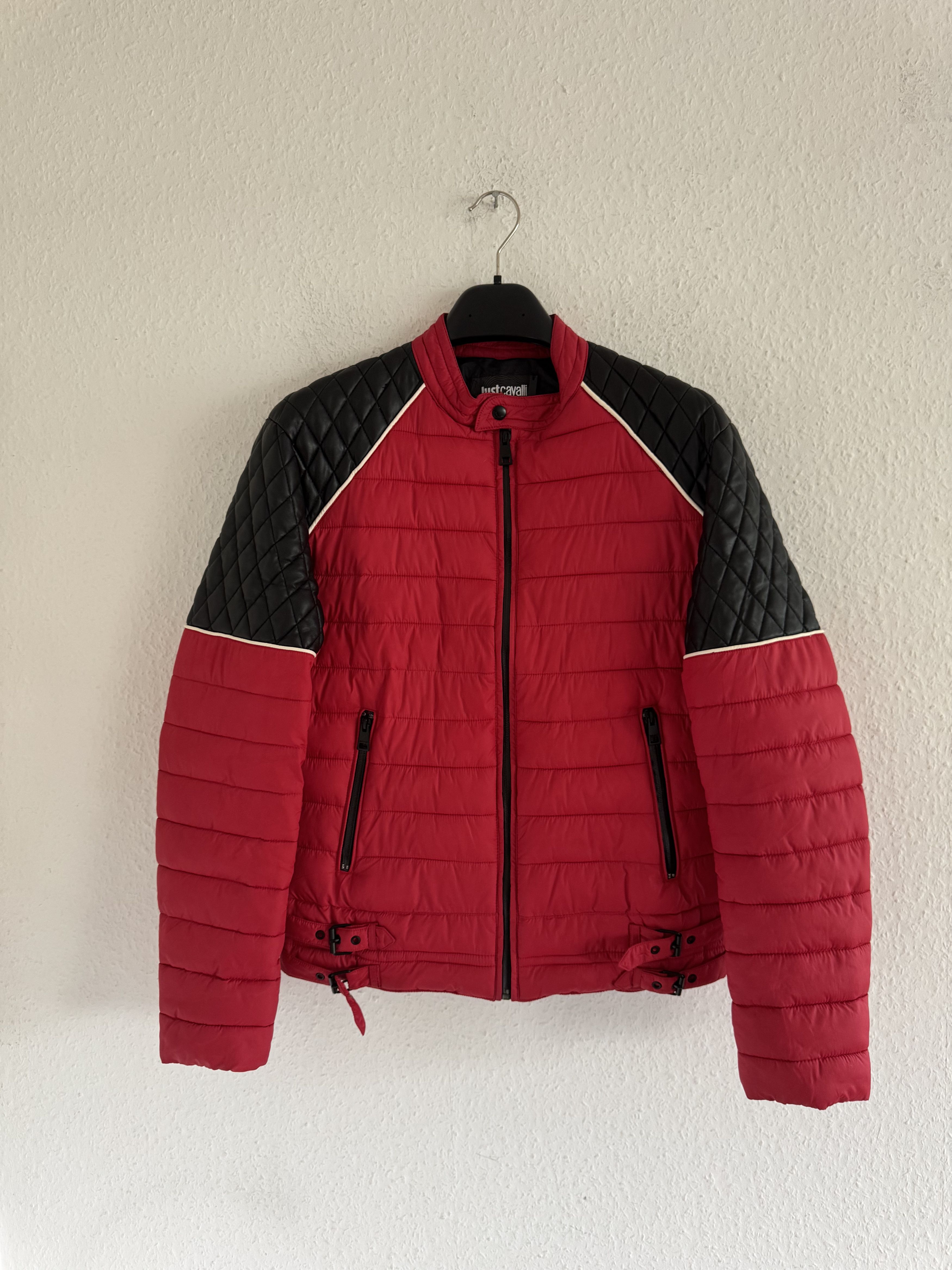 Just Cavalli Quilted Biker Down Jacket With Leather Shoulders Size US M / EU 48-50 / 2 - 2 Thumbnail