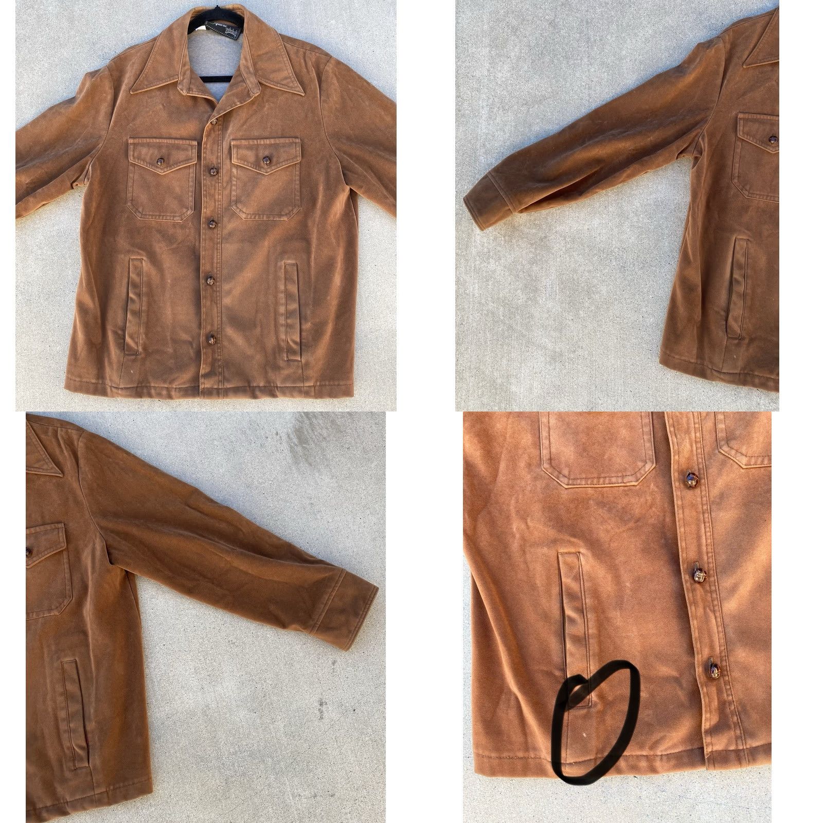 Vintage VINTAGE English Squier Jacket Shirt Shacket Western Cowboy Hippie Suede Look Brown XL Men Size US XL / EU 56 / 4 - 9 Thumbnail