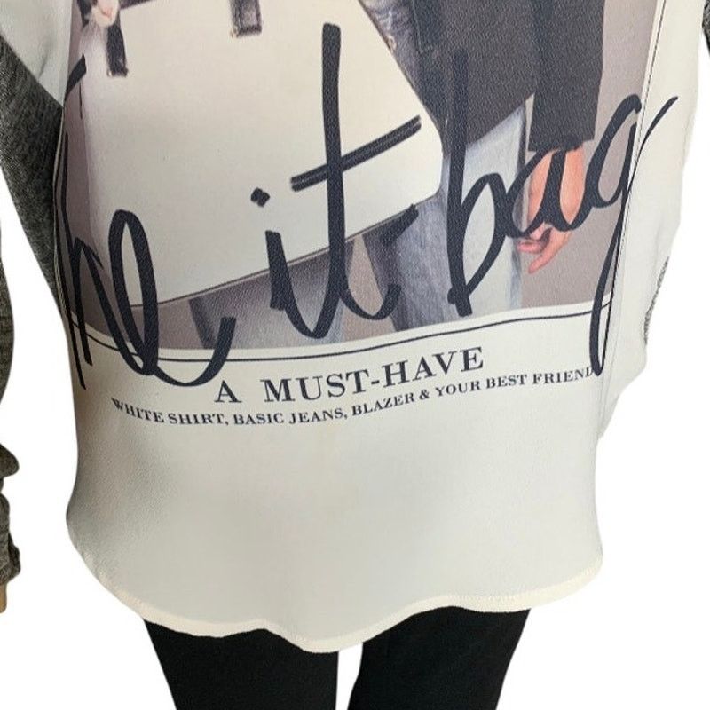 Zara ZARA Collection Women's Small Oversized Tunic Top Art Design Size S / US 4 / IT 40 - 2 Thumbnail