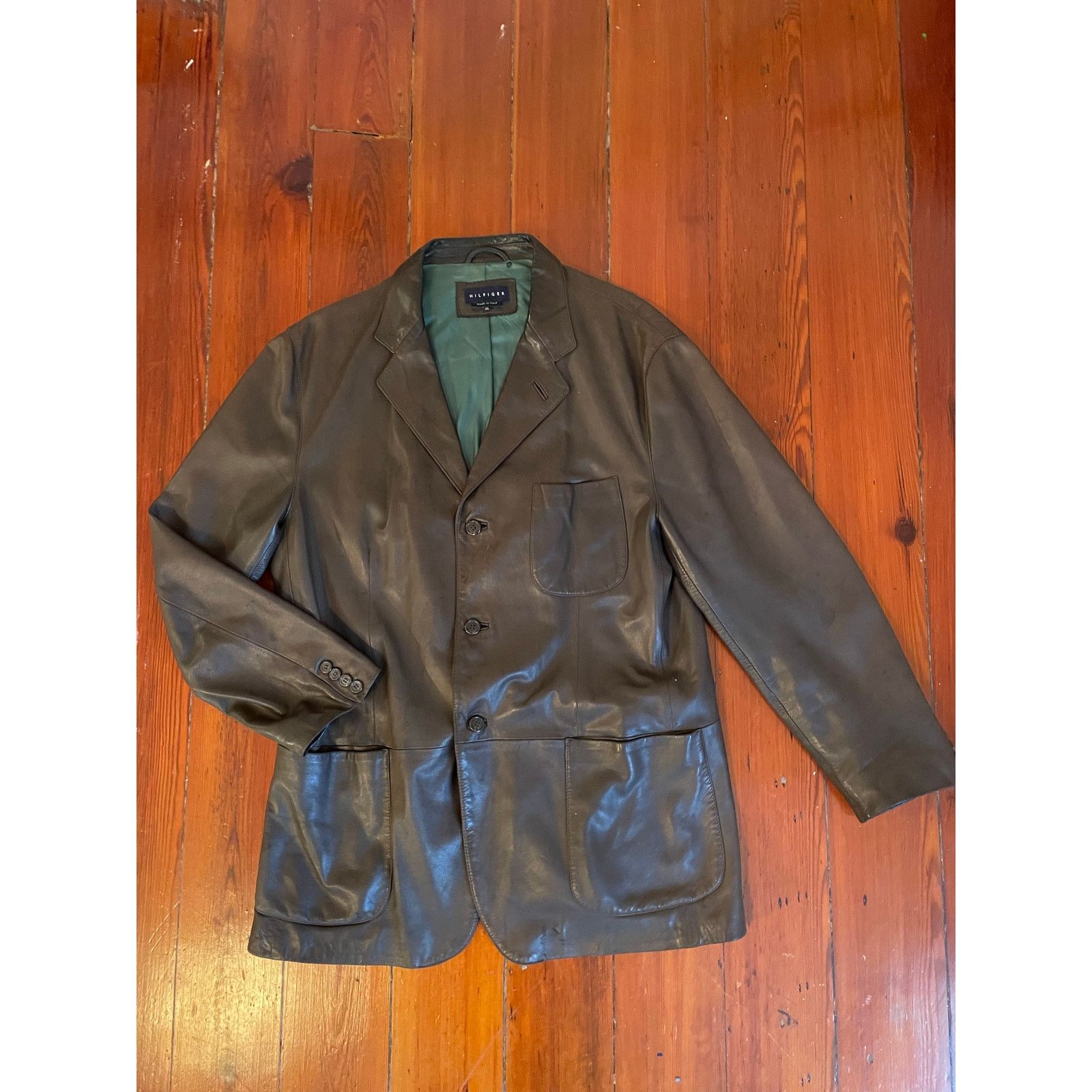 Tommy Hilfiger Hilfiger Vintage Brown Leather Blazer Men XL Made in Italy Size US XL / EU 56 / 4 - 9 Thumbnail