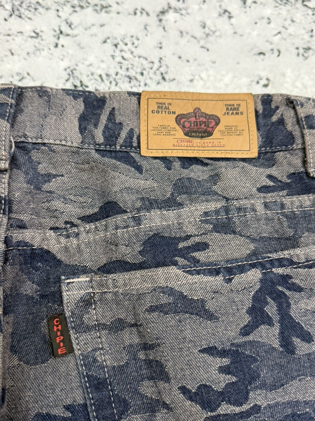 Vintage CHIPIE Jeans Grey Camo Denim Pants Straight Relaxed Fit Size US 29 - 15 Thumbnail