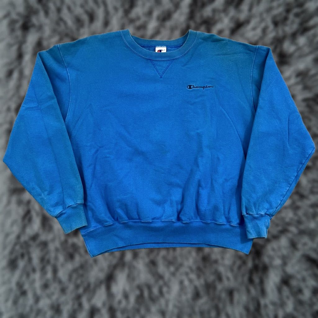 Champion VINTAGE Champion Sweatshirt 2XL Blue 90s Spell Out Logo Pullover Shirt Men Women Unisex Adults Graphic Print Knitted Cotton Blend Casual Sportswear Size US XXL / EU 58 / 5 - 1 Thumbnail