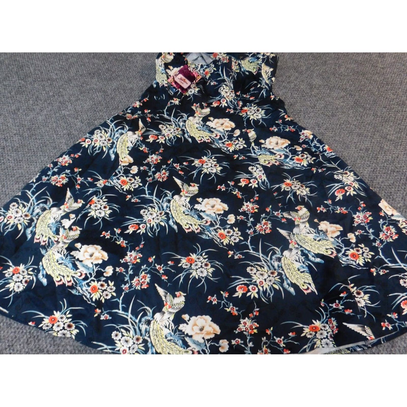 Joe Browns Joe Browns Dress Womens A-Line 10 Blue Floral Lined Sleeveless Mock Neck Puff Sleeve Knit Nylon Crochet Long Casual Designer Size L / US 10 / IT 46 - 7 Thumbnail