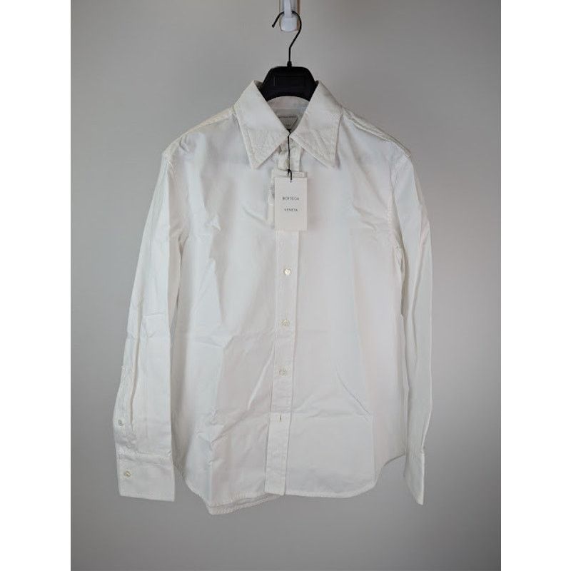 Bottega Veneta o1rshd1 Compact Cotton Canvas Shirt in White Size US S / EU 44-46 / 1 - 1 Thumbnail