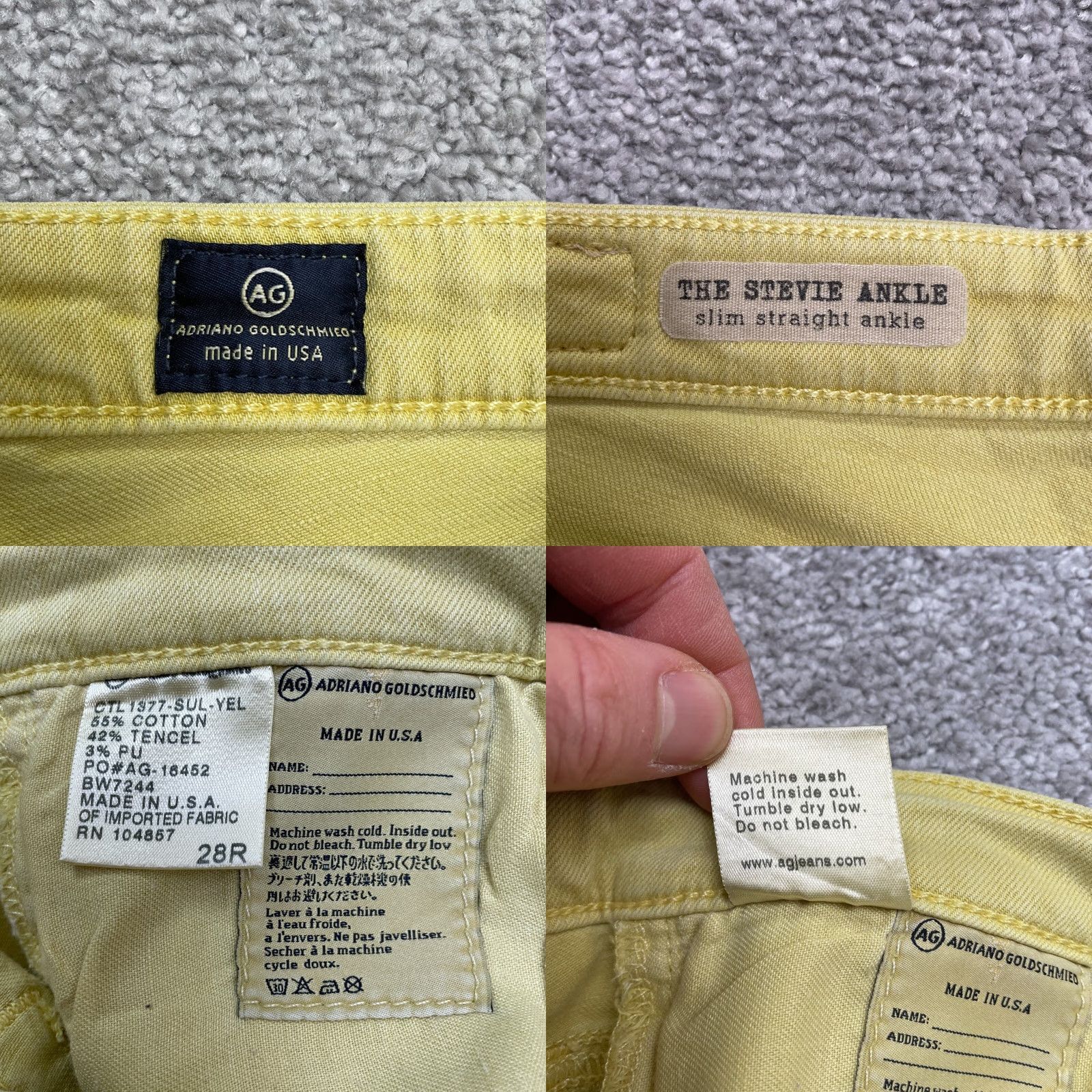 Vintage VINTAGE? Wait no vintage: The Stevie Ankle Smil Straight Jeans Womens 28R Yellow AG Adriano Goldschmied Jeans 28in Inseam Size 28" / US 6 / IT 42 - 8 Thumbnail