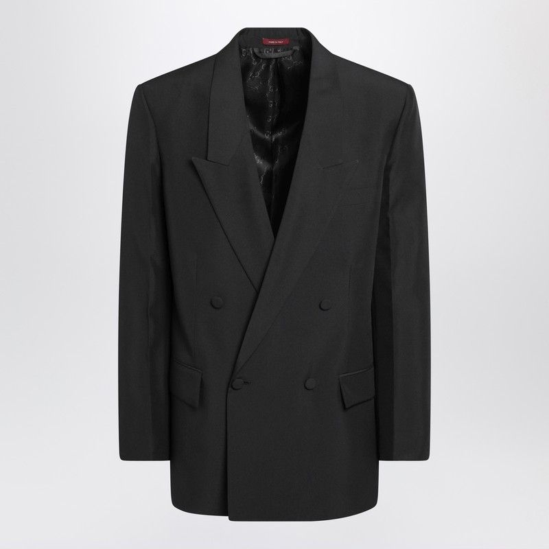 Gucci Gucci Black Double-Breasted Jacket In Technical Panama Size US L / EU 52-54 / 3 - 1 Thumbnail
