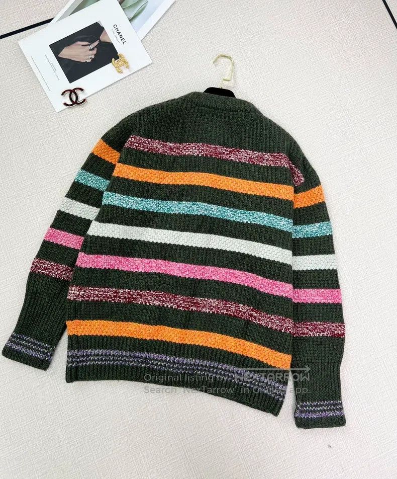 Chanel Chanel Gemstone buckle colourful striped sweater coat Size XS / US 0-2 / IT 36-38 - 4 Thumbnail