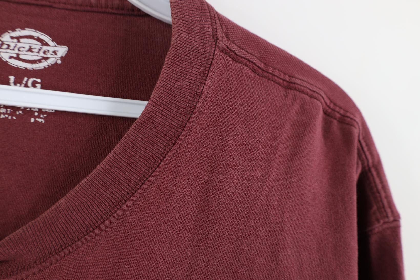 Dickies Vintage Y2K Dickies Long Sleeve Pocket T-Shirt Burgundy Size US L / EU 52-54 / 3 - 8 Thumbnail