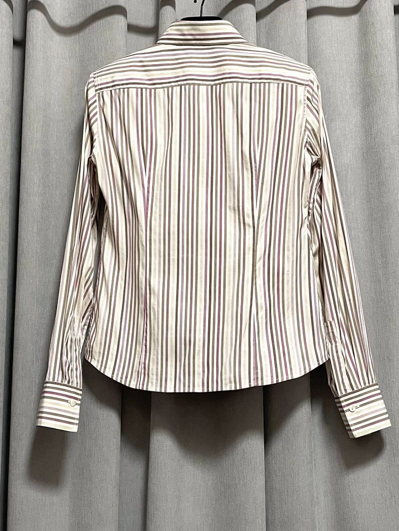 Loro Piana LORO PIANA Warm color striped ladies shirt Size XS / US 0-2 / IT 36-38 - 2 Thumbnail