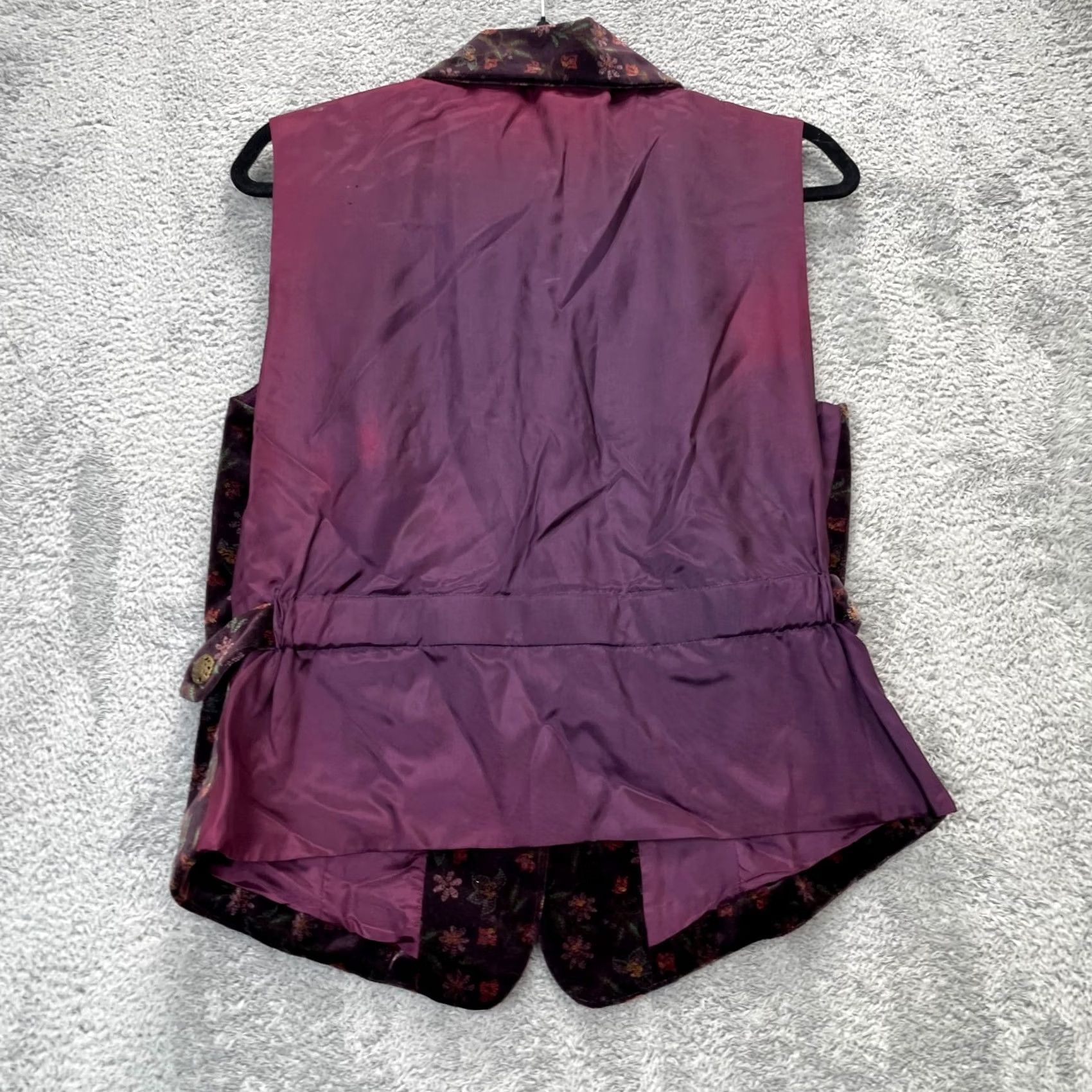 Coldwater Creek VINTAGE Coldwater Creek Vest Womens Medium Red Floral Velvet Notch Lapel Casual Classic Size M / US 6-8 / IT 42-44 - 2 Thumbnail
