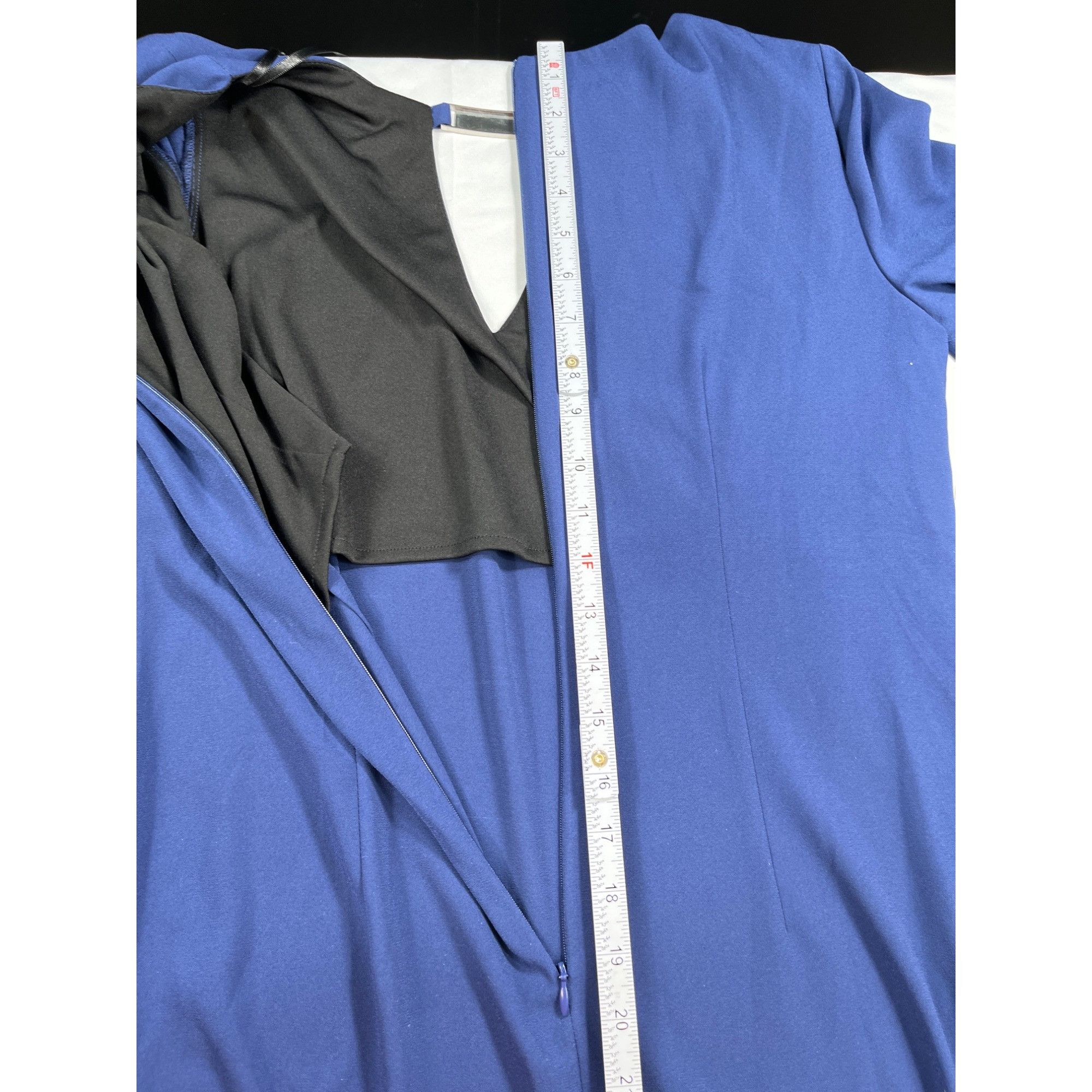 Designer S.L. Fashions SKU 7581 Womens Blue and Black Colorblock Dres Size M / US 6-8 / IT 42-44 - 16 Thumbnail