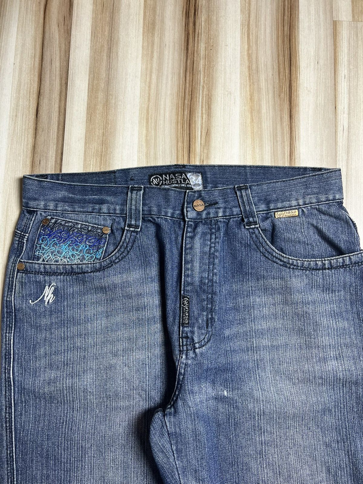 NASA × Vintage nasa hustla baggy jeans fade haft Size US 34 / EU 50 - 10 Thumbnail