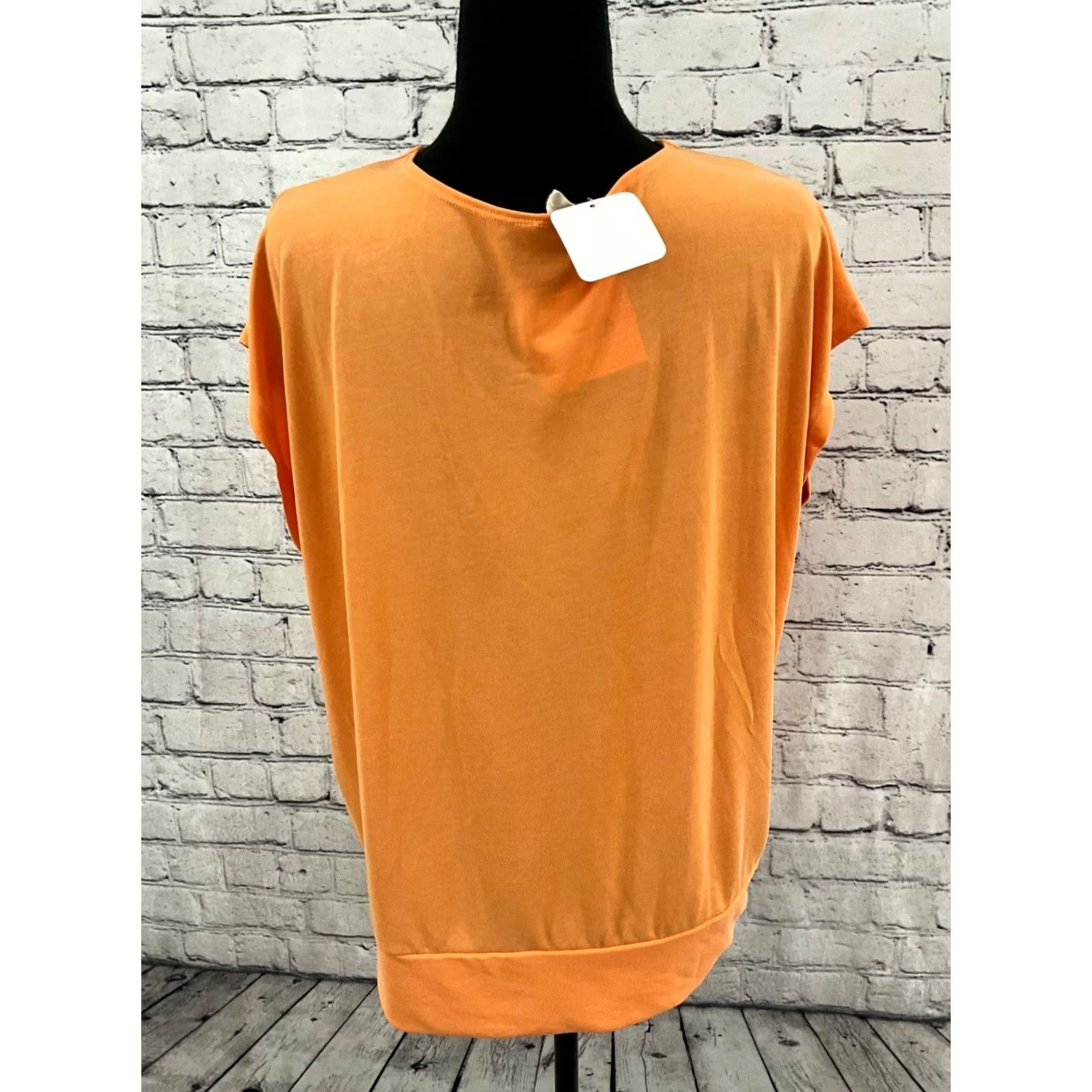 Vintage SEW IN LOVE Womens Top Size Large Orange V-Neck Short Sleeve Pullover T-Shirt Casual Lightweight Spandex Rayon Size L / US 10 / IT 46 - 5 Thumbnail