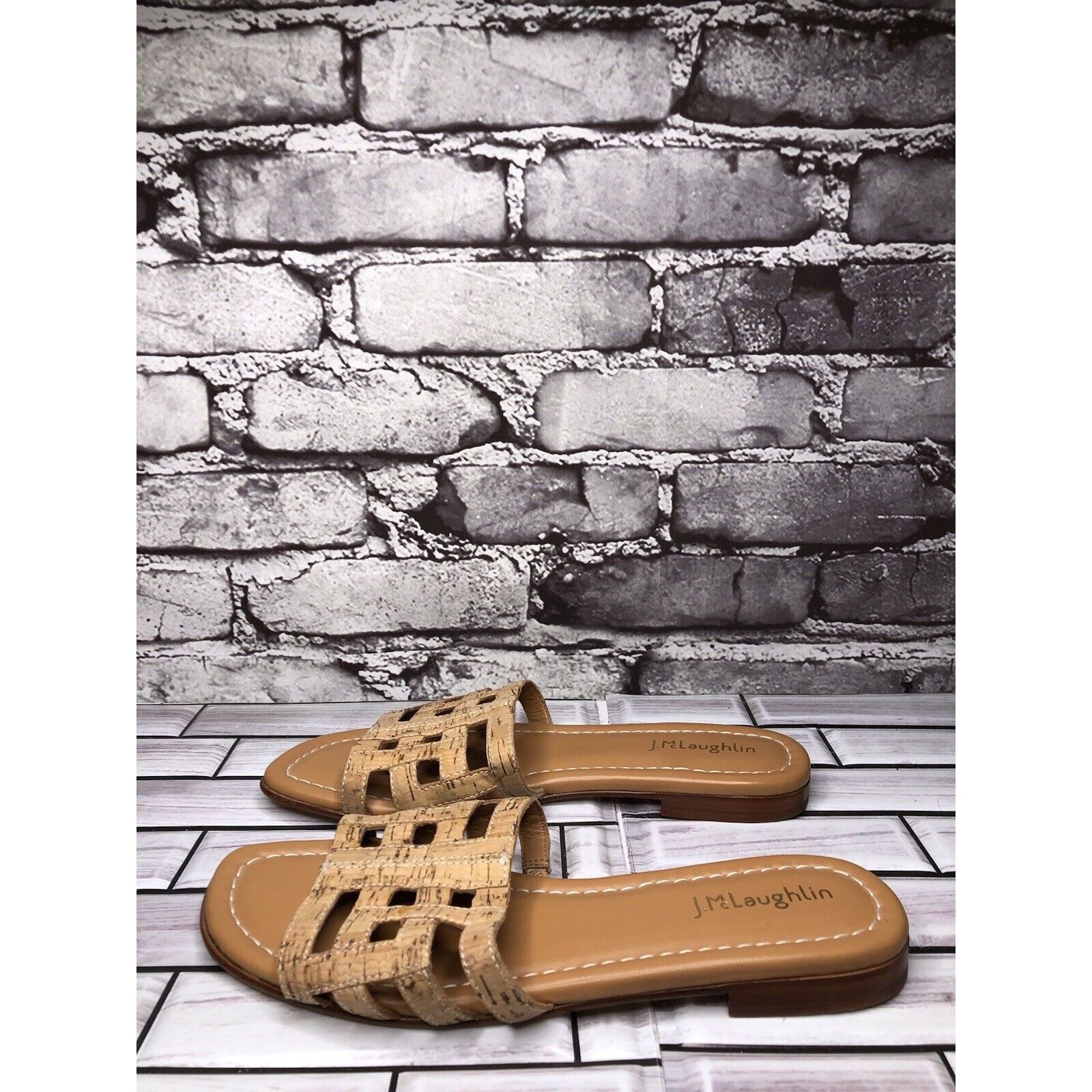 J.McLaughlin J. McLaughlin WILLA Tan Leather Cork Flat Slides Sandals Wom Size US 7.5 / IT 37.5 - 18 Thumbnail