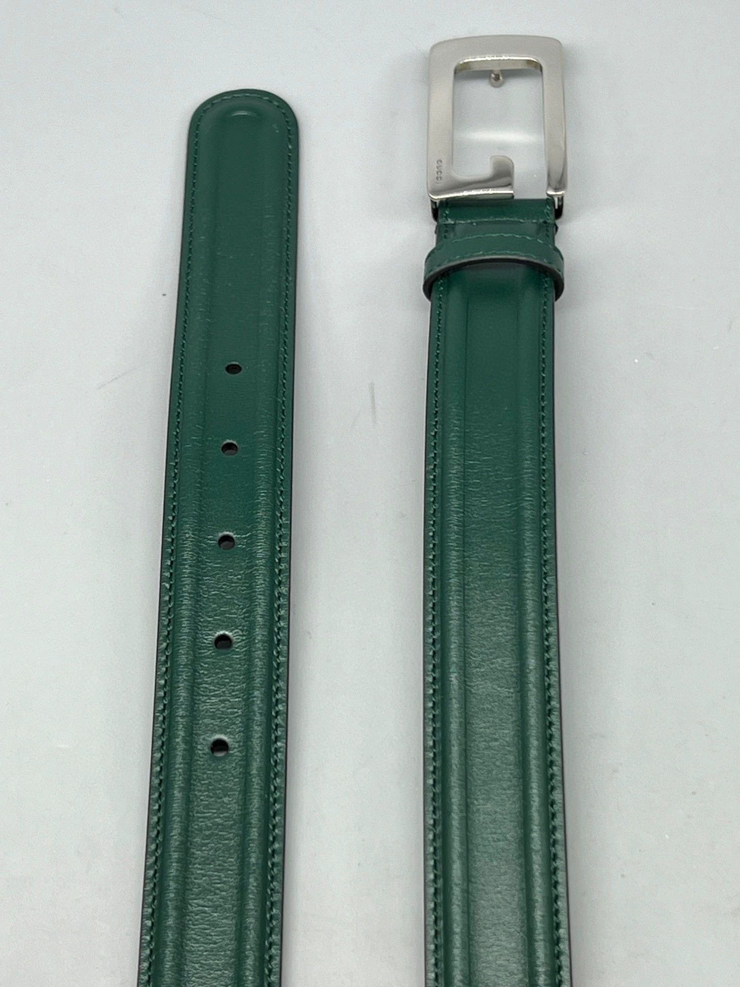 Gucci gucci green leather belt for men and women Size ONE SIZE - 3 Thumbnail