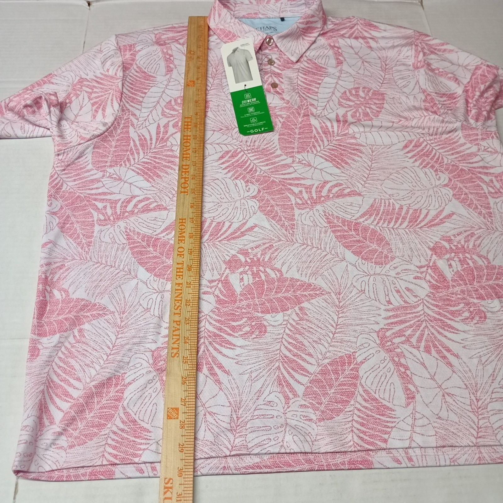 Chaps Chaps Printed Golf Polo Shirt Men's 2XL Pink 4-Way Stretch Size US XXL / EU 58 / 5 - 6 Thumbnail