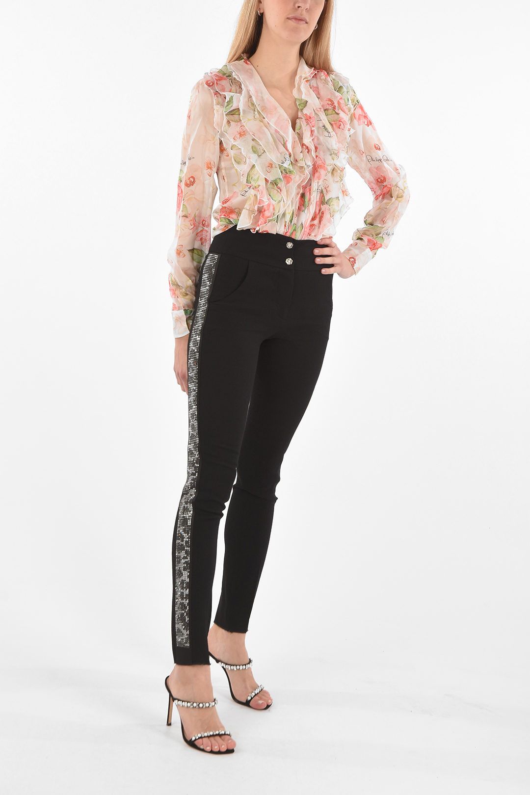 Philipp Plein og1mm0824 Jewel Profile High Waist Pants in Black Size 32" / US 10 / IT 46 - 4 Thumbnail