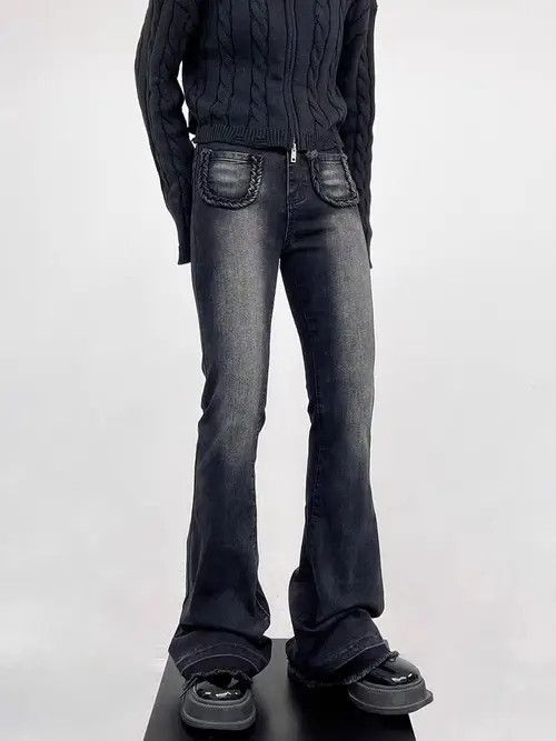 Japanese Brand VIBE Street wash skinny stretch micro-flared versatile jeans Size US 30 / EU 46 - 4 Thumbnail