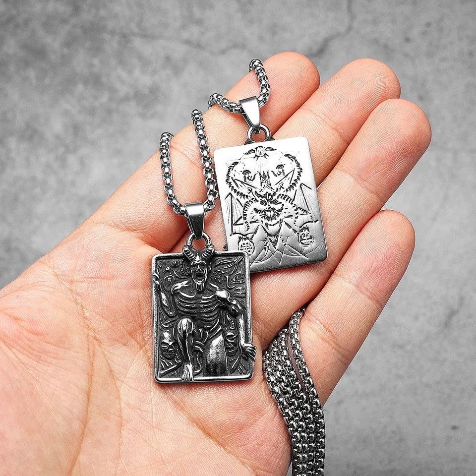 Jewelry Fallen Angel Devil Satan Amulet Pendant Necklace Size ONE SIZE - 2 Thumbnail