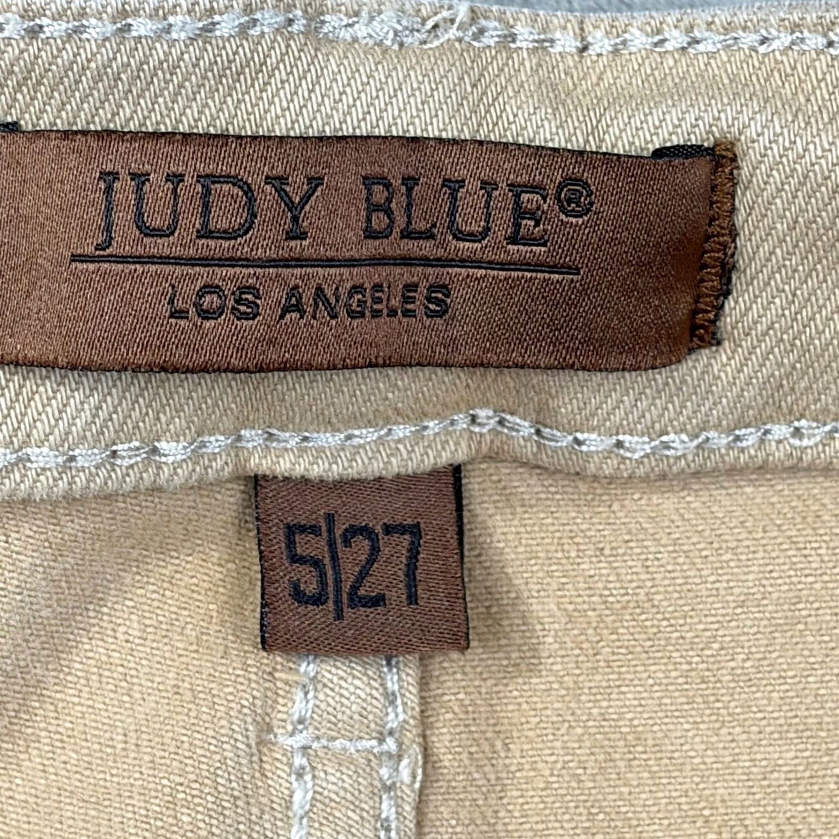 Vintage Judy Blue Jeans Tan Khaki Cargo Straight Leg High Rise 5 28 Inseam 29 Womens XS-Adult? No Size 5 Reg JS? Size 27" / US 4 / IT 40 - 7 Thumbnail