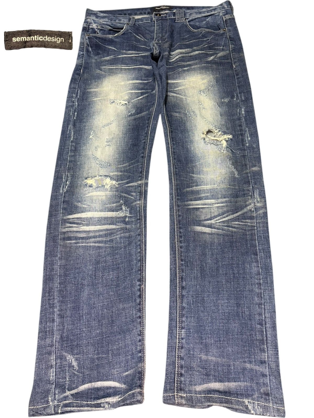 semanticdesign Vintage Semantic Design Faded Wash Distressed Jeans Size US 33 - 1 Thumbnail