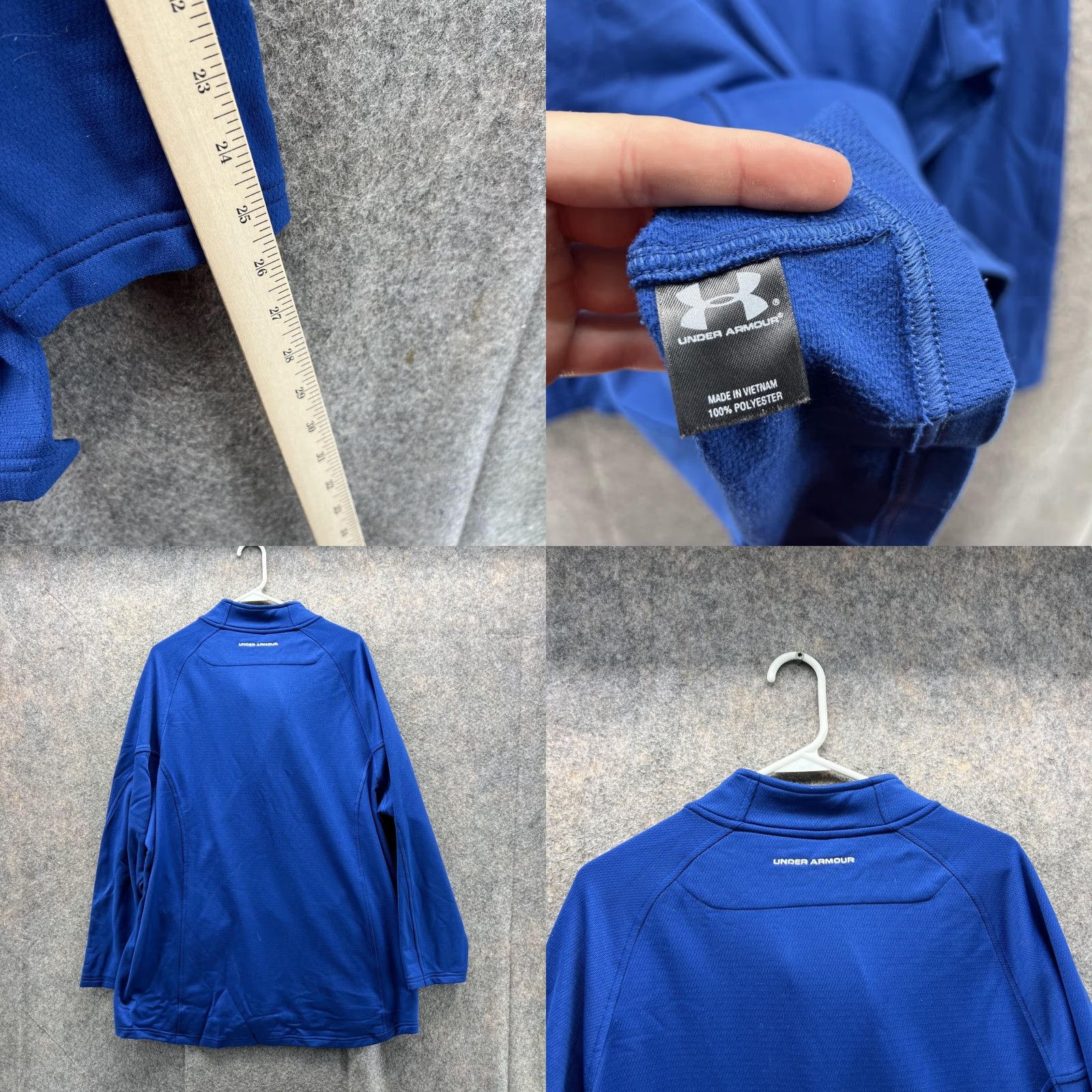 Under Armour Under Armour Sweater Men 2XL Blue Logo Polyester Knit Full Zip 1/4 Zip Mock Neck, Regular Fit, Long Sleeve, Fall Spring Winter Size US XXL / EU 58 / 5 - 8 Thumbnail