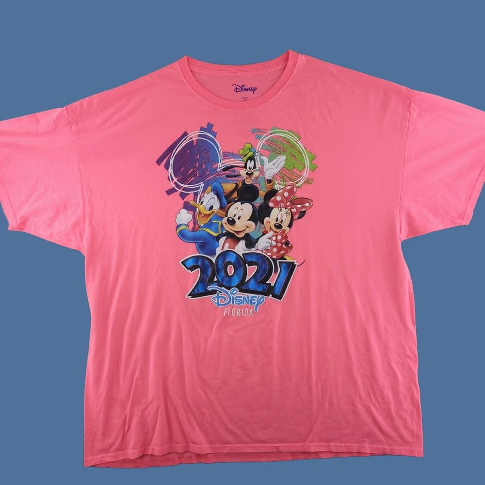 Disney Disney Mens Shirt 3XL Pink Short Sleeve Crewneck 2021 Graphic Tee Cast Mickey Size US XXL / EU 58 / 5 - 1 Thumbnail