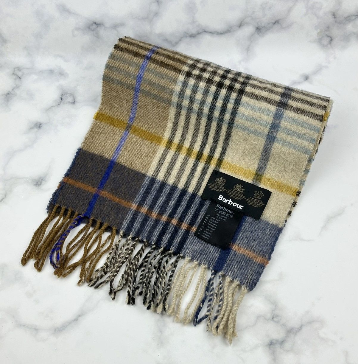 Barbour Barbour 100% Wool Scarf Tartan Check Size ONE SIZE - 1 Thumbnail