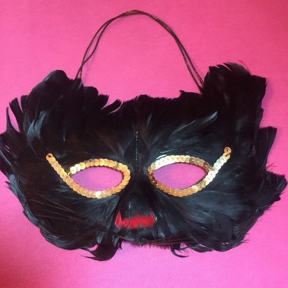 Other Black Feather Cat Mask With Whiskers Size ONE SIZE - 4 Thumbnail