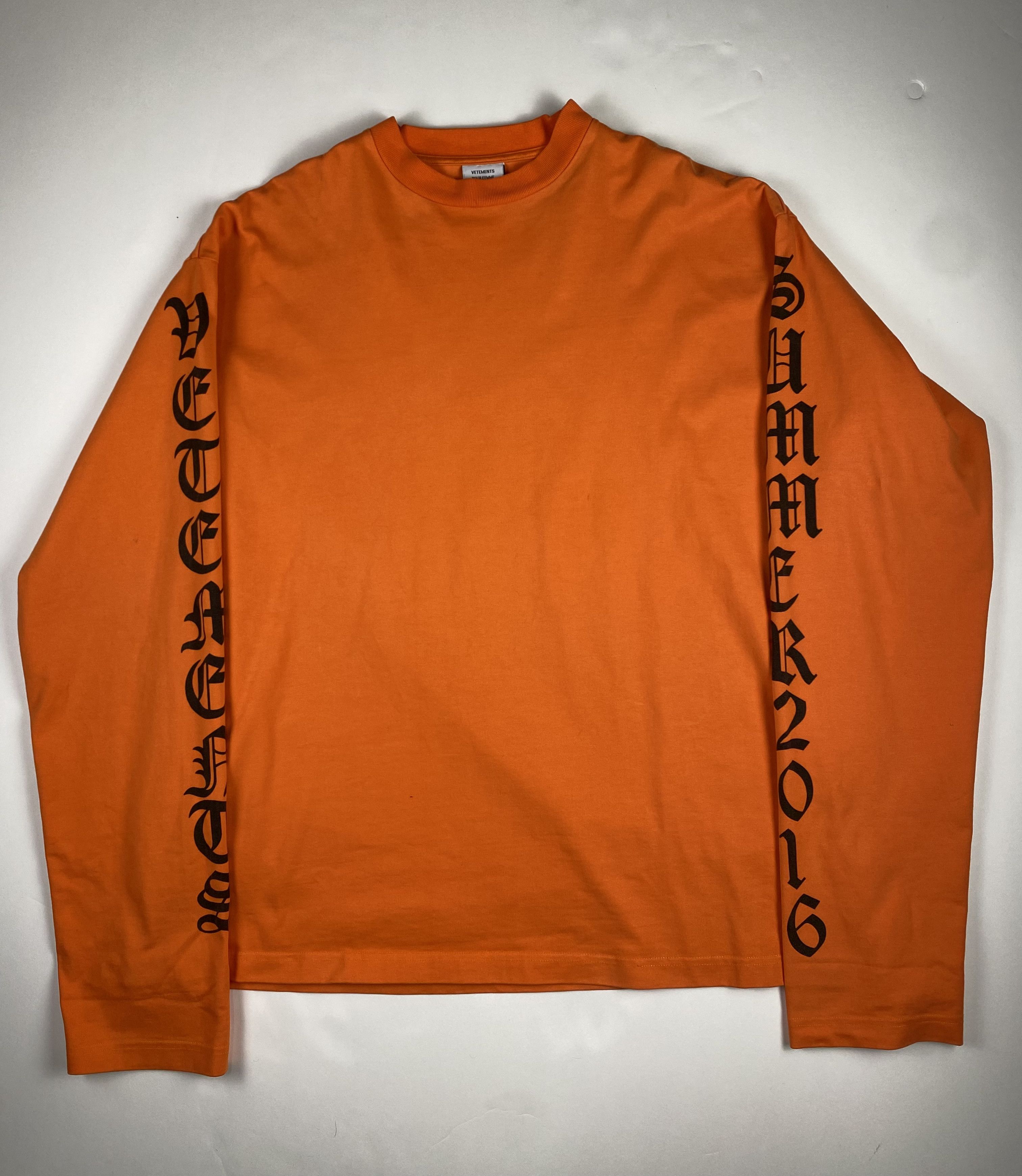 image of Vetements 2016 Gothic Longsleeve in Orange, Men's (Size XS)