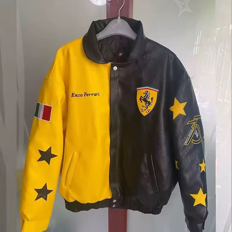Vintage Ferrari 1947 racing leather jacket big horse stars logo Size US L / EU 52-54 / 3 - 2 Thumbnail