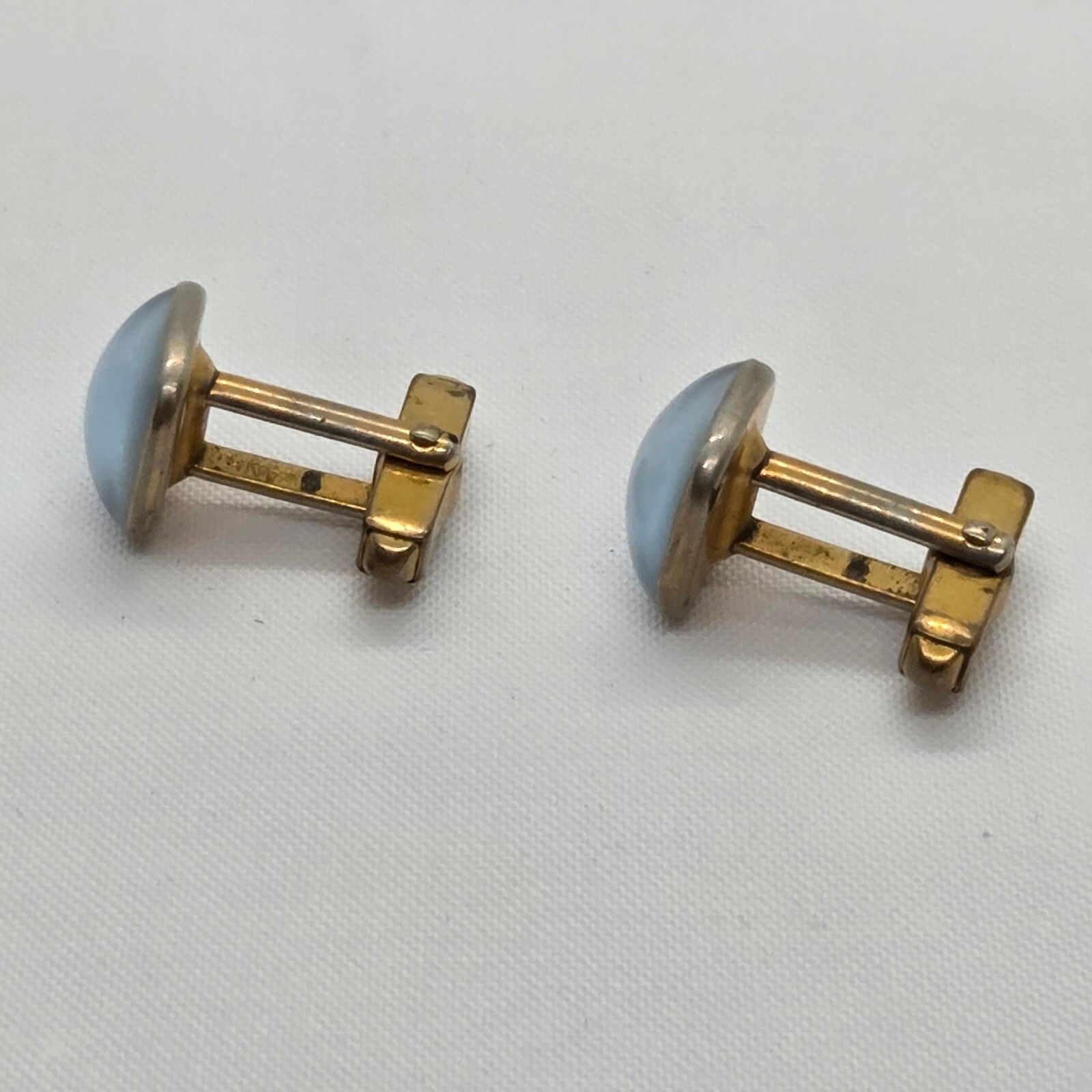 Vintage Gold-Tone Swank Opalescent Blue Glass Cufflinks, Men's — image 3 of 6