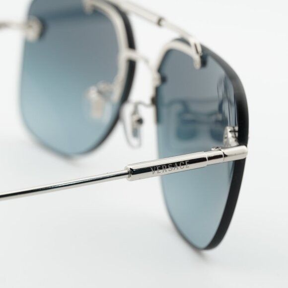 Versace Versace VE2296 1000V1 Sunglasses Silver Aviator Frame, Blue Size ONE SIZE - 6 Thumbnail