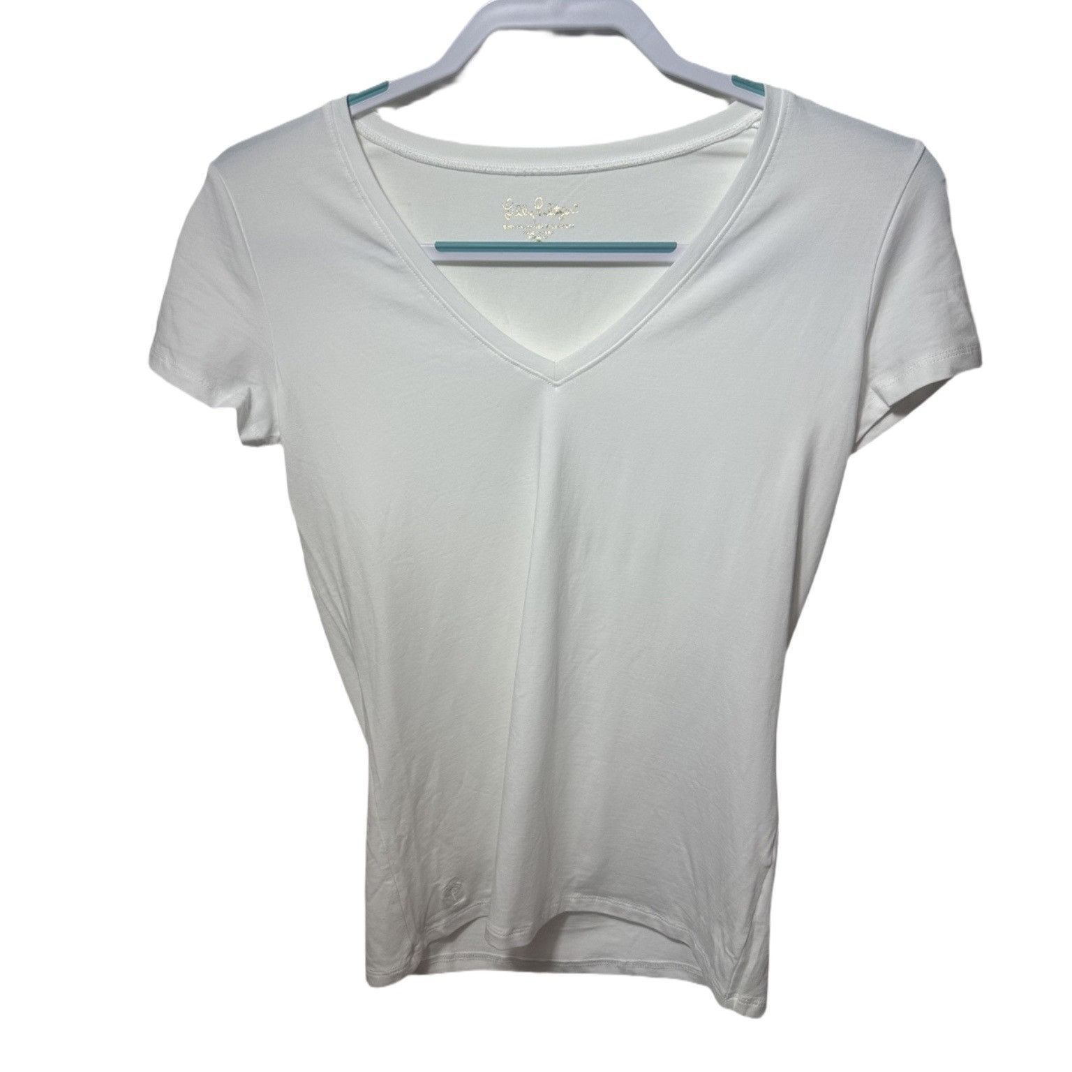 Lilly Pulitzer Lilly Pulitzer Women’s Small Meredith Tee White V-Neck Short Size S / US 4 / IT 40 - 2 Thumbnail