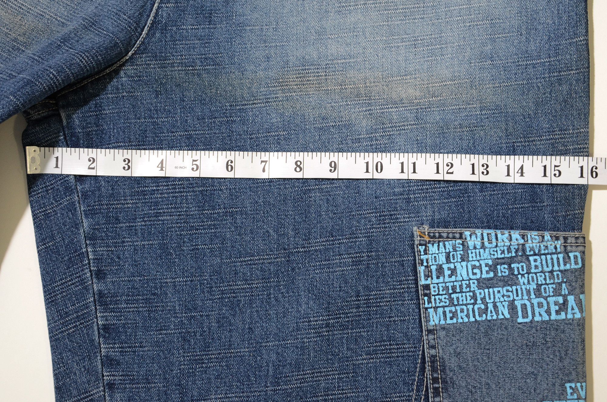 Phat Farm [Folding Color Defects] PF Denim Shorts 90s Streetwear Size US 36 / EU 52 - 17 Thumbnail